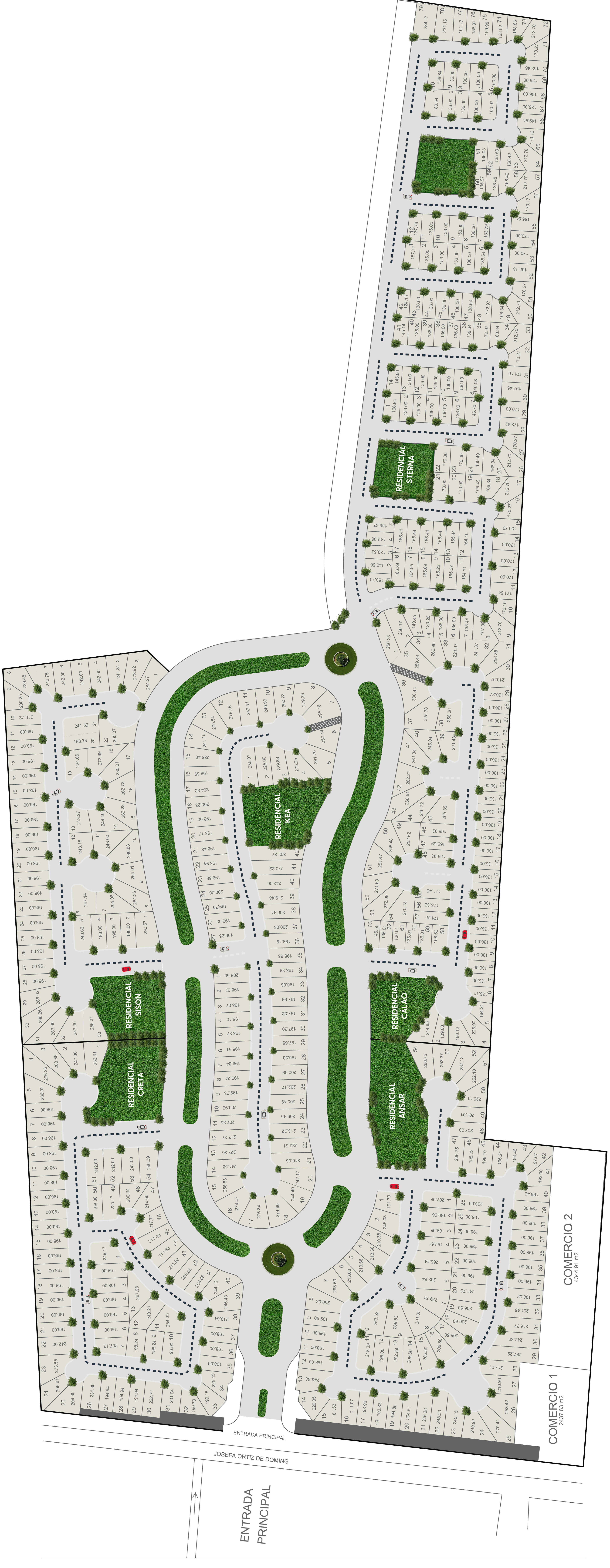 Esquema áreo de propiedades